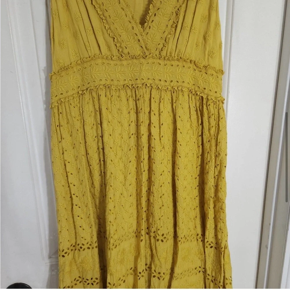 Ulla Johnson V-Neck Dress with Ruffles - Chartreuse Yellow - Excellent Condition - Picture 8 of 11